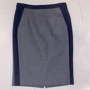 J. Crew, size 0, gray and navy pencil skirt.